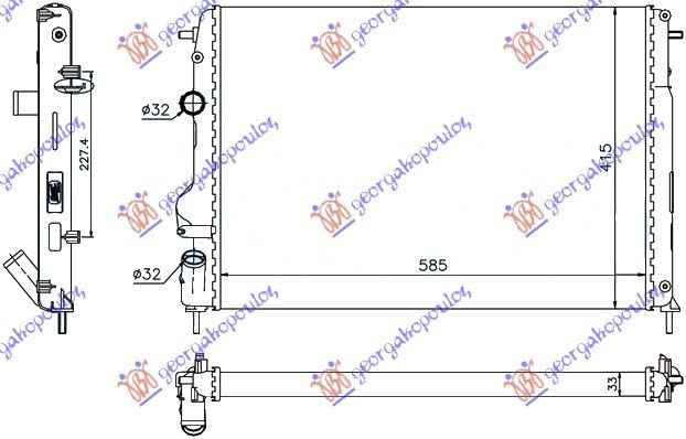 Hladnjak motora 1.6 benzin - 1.5 dCi dizel sa klimom (585x415) (NRF)