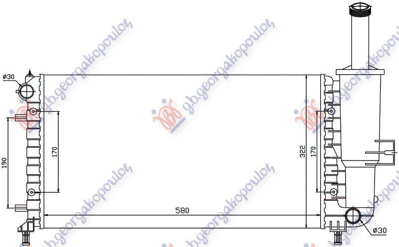Hladnjak motora 1.2 benzin sa/bez klime (580x317) (NRF)