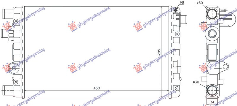 Hladnjak motora 1.1 benzin (450x285) (NRF)