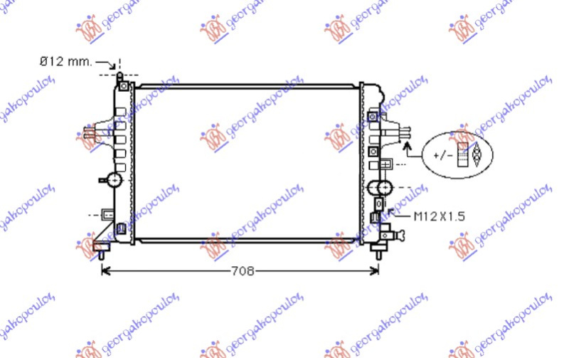 Hladnjak motora 1.6cc 16V sa/bez klime (600x370) (NRF)