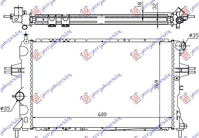 Hladnjak motora 2.0-2.2 benzin - 2.0-2.2 TD dizel (600x370) (NRF)