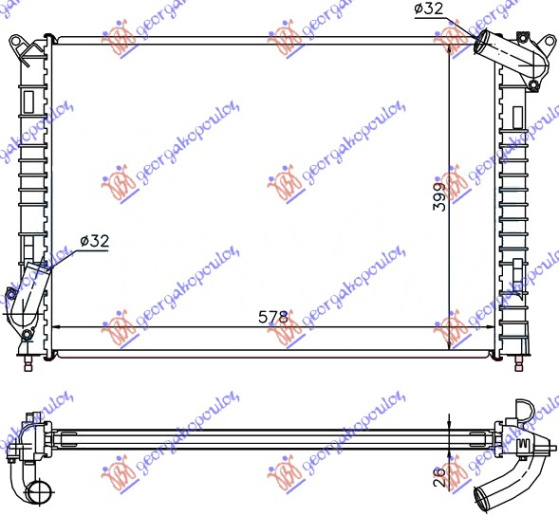 Hladnjak motora 1.6 benzin (S) (577x397) (NRF)