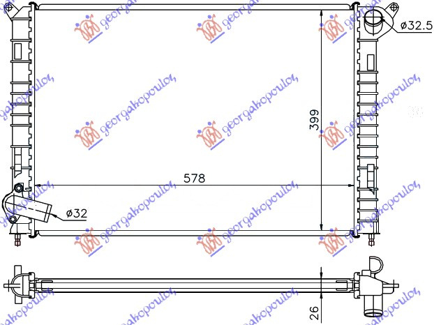 Hladnjak motora 1.6 benzin (ONE) (575x398) (NRF)