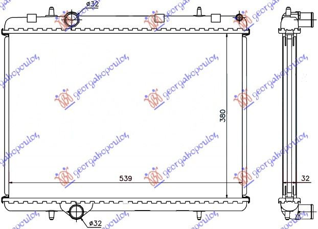 Hladnjak motora 1.6 HDi dizel (380x562x32) (NRF)