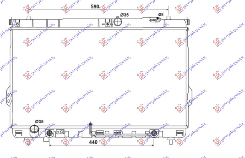 Hladnjak motora 2.0 CRDi sa/bez klime. automatski (726x392). cijev 8mm (NRF)