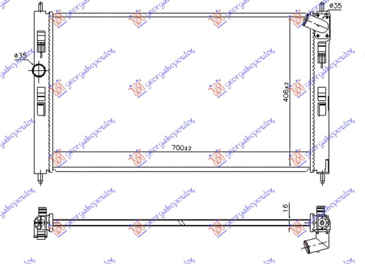 Hladnjak motora 1.6-1.8 benzin 2014- (700x410x16) (NRF)