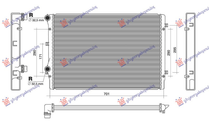 Hladnjak motora 1.8-2.0 TFSI benzin (650x450x32) (NRF)