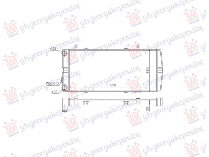 Hladnjak motora 1.6 benzin (590x280) (NRF)