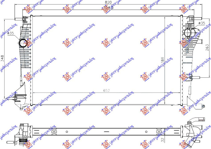 Hladnjak motora 2.0 TCe (motor F4R874) benzin - 1.6-2.0 dCi dizel (650x390) (NRF)