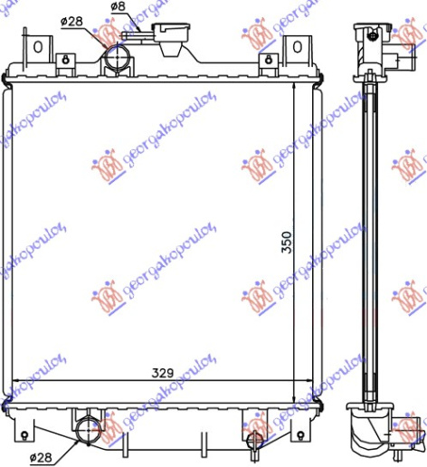 Hladnjak motora 1.0-1.3 benzin (350x335x16) (NRF)