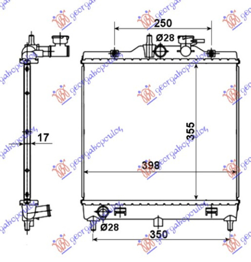 Hladnjak motora 1.0-1.1 benzin sa/bez klime (355x398) (NRF)