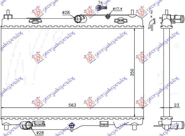 Hladnjak motora 1.4-1.6 TDCI. ručni sa/bez klime (563x350) (NRF)