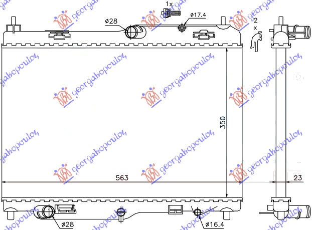 Hladnjak motora 1.4 benzin automatik (560x355) (KOYO)