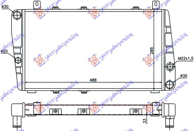 Hladnjak motora 1.3 benzin bez klime (490x280) (NRF)