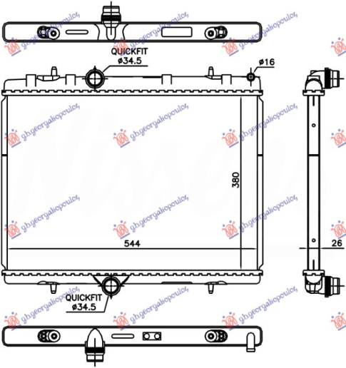 Hladnjak motora 1.2 THP benzin (380x540x26) QUICK FIT (NRF)