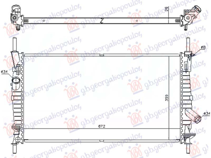 Hladnjak motora 2.0 dizel sa/bez klime (670x380x26) (NRF)