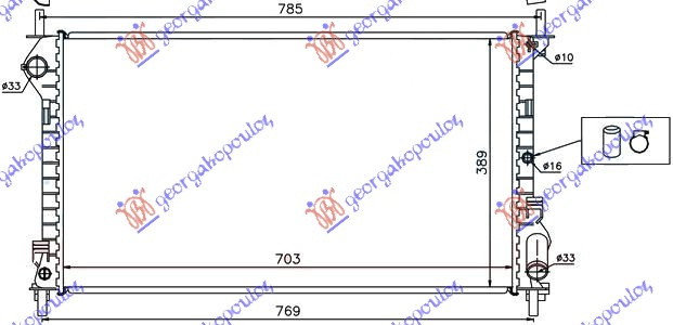 Hladnjak motora 1.8 benzin - 1.8 TDCI dizel (700x385x24) (NRF)