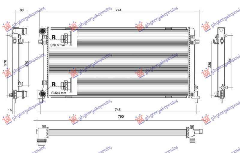 Hladnjak motora 1.6 TDI dizel (650x320x32) bez cijevi (NRF)