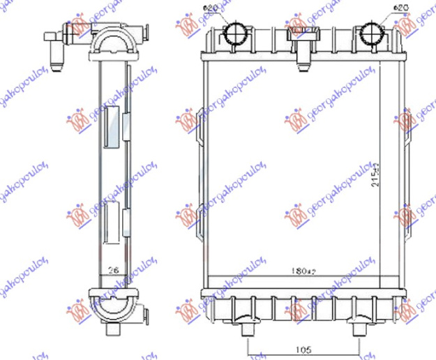 Dodatni hladnjak motora 2.0 TFSI - S3 benzin (215x180x26) (NRF)