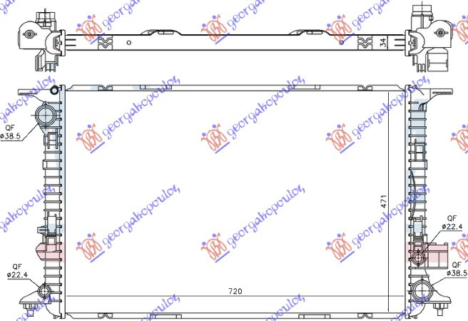 Hladnjak motora 2.0-3.0 TFSI/hibrid - 2.5 FSI benzin - 3.0 TDI dizel (720x470x32) (NRF)
