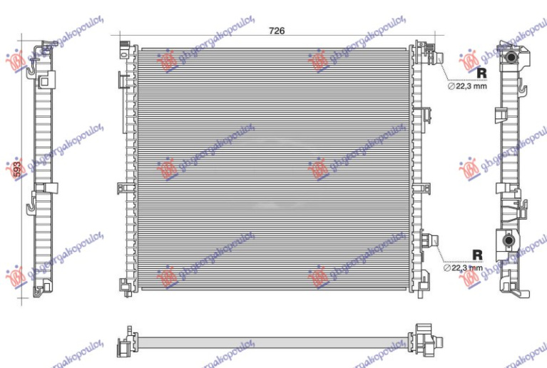 Dodatni hladnjak motora 2.0-3.0 dizel - 3.0-4.4 benzin/hibrid (xDrive) (625x545) (NRF)
