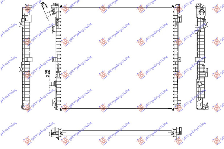 Dodatni hladnjak motora 3.0 benzin - 2.0 dizel (615x564x26) (NRF)
