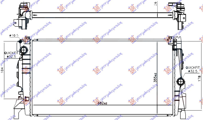 Hladnjak motora 1.5 (225xe) hibrid/benzin. automatski (680x350x26) (NRF)
