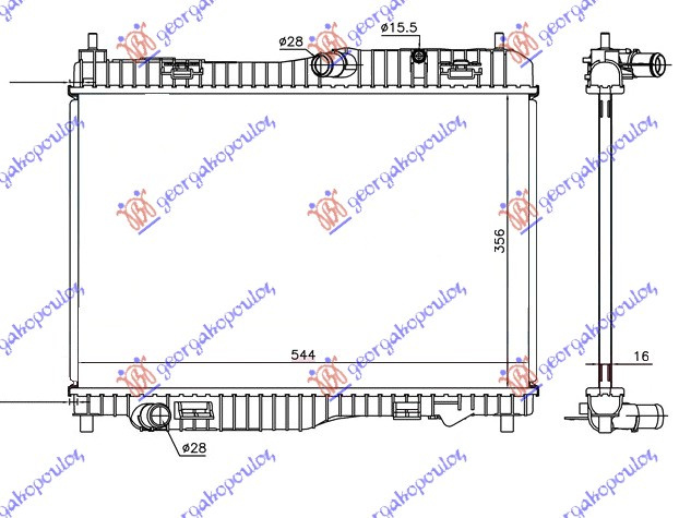 Hladnjak motora 1.0 benzin sa/bez klime (558x352x18) (NRF)
