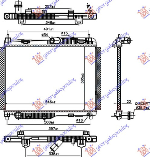 Hladnjak motora 1.0 EcoBoost benzin automatik (385x545x22) (NRF)