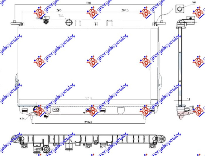 Hladnjak motora 2.0i-2.4i-2.5i-2.7i benzin (400x724) (NRF)
