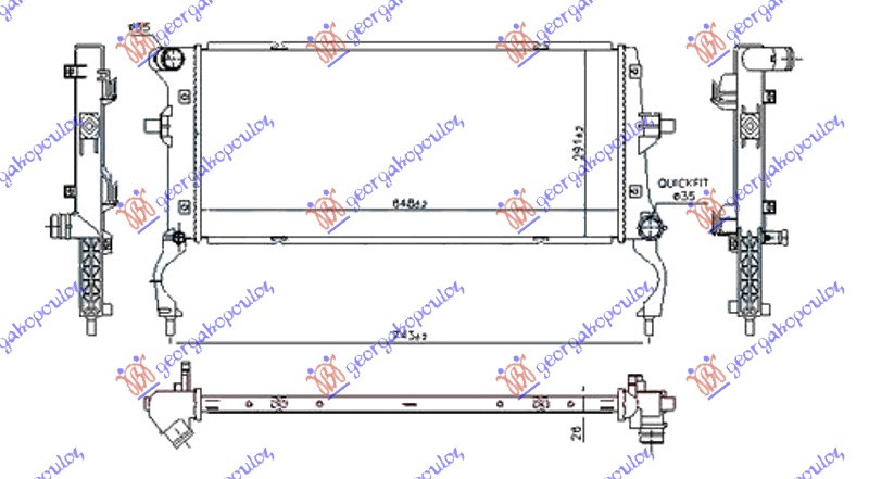 Hladnjak motora 1.6 CRDi dizel (650x290x26) (NRF)