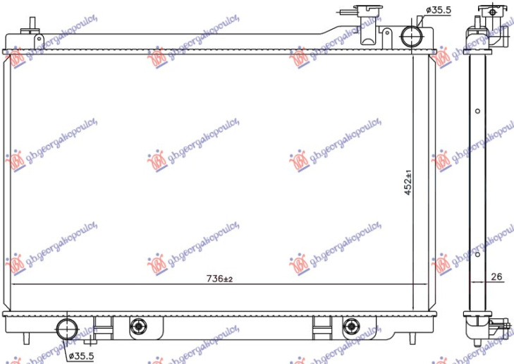 Hladnjak motora 3.5 benzin. automatski (450x727x25) (NRF)