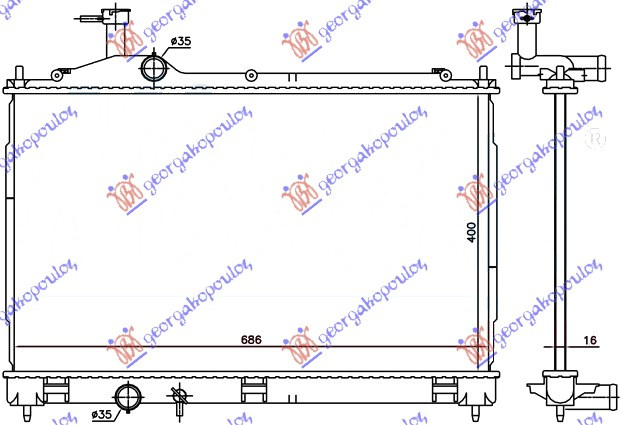 Hladnjak motora 2.0-2.4-3.0 benzin/hibrid (400x690x16) (NRF)