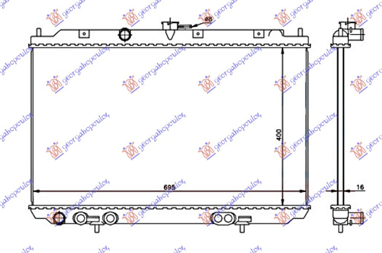 Hladnjak motora 1.8 benzin. ručni (400x695x16) (NRF)