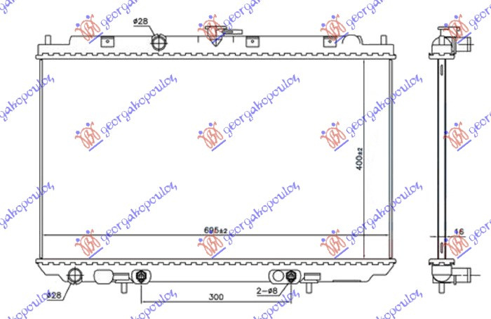 Hladnjak motora 1.8 benzin. automatski (400x695x16) (NRF)