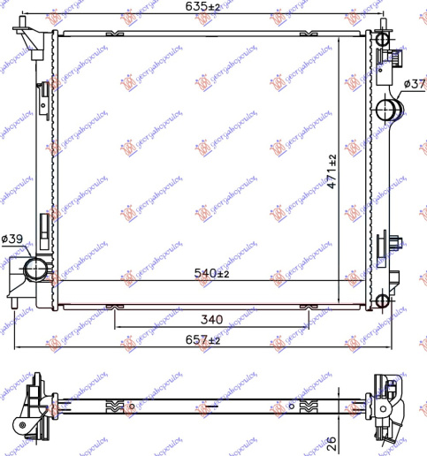 Hladnjak motora 1.2 DIG-T benzin automatik - 1.6 DIG-T benzin ručni - 1.6 dCi dizel (540x470x26) (NRF)