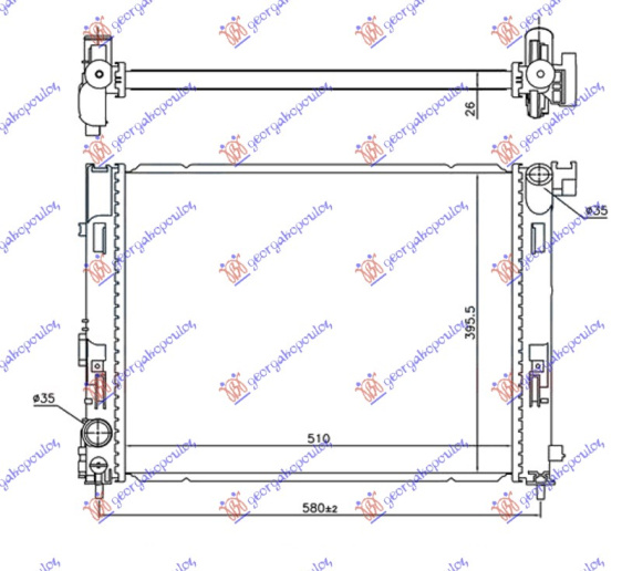 Hladnjak motora 1.0i - 1.3 DIG-TURBO benzin (510x395x26) (NRF)