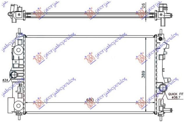 Hladnjak motora 1.7-2.0 dizel (680x395) (NRF)