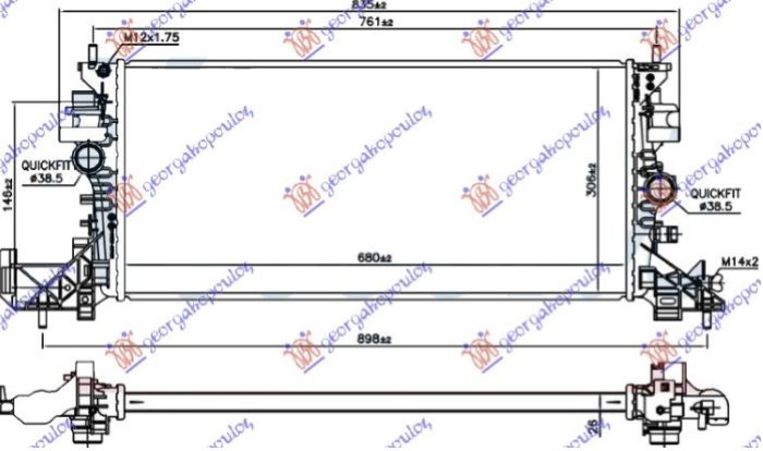 Hladnjak motora za sve benzinske/dizelske TURBO modele (680x305x26) (NRF)