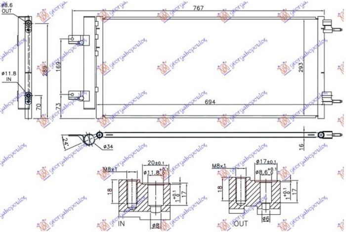 Hladnjak klime za sve modele benzin/dizel turbo (640x290x16) (NRF)