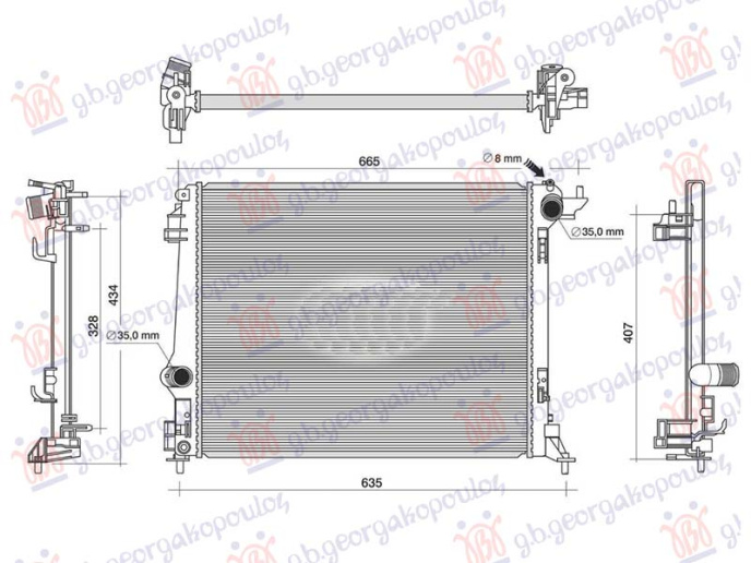 Hladnjak motora 1.8 benzin. ručni/automatski (540x430) (NRF)