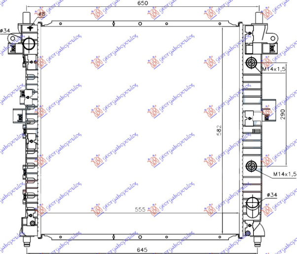 Hladnjak motora 2.0 XDi dizel. automatski (555x580x26) (NRF)