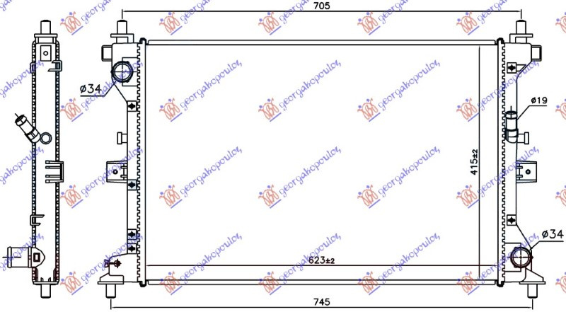 Hladnjak motora 1.6 DDiS dizel. ručni (623x415x27) (NRF)