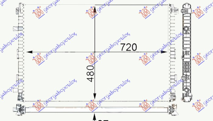 Dodatni hladnjak motora 3.0 TFSI benzin - 3.0 TDI dizel (720x480x26) (VALEO)