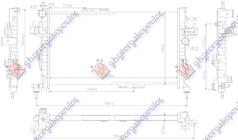 Hladnjak motora 1.3 CDTi/1.7 DTi dizel (600x350) (MARELLI)