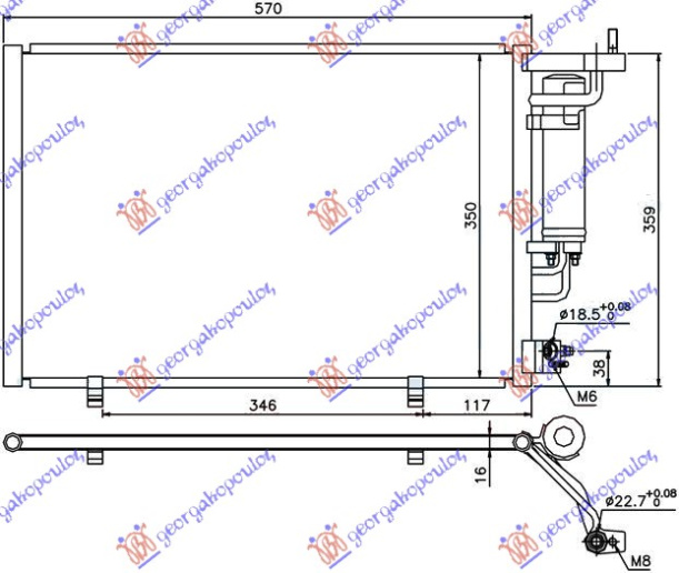 Hladnjak klime 1.25-1.4-1.6 EFI benzin - 1.5 TDCi dizel (520x320x16) (KOYO)