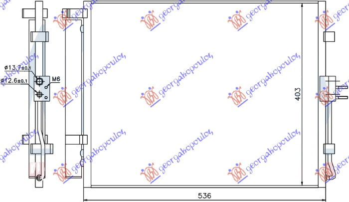 Hladnjak klime 1.6 benzin-1.6 CRDi dizel (495x400x16) (KOYO)