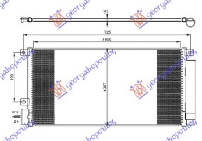 Hladnjak klime 1.4i 16V turbo benzin (650x310x16) (MARELLI)