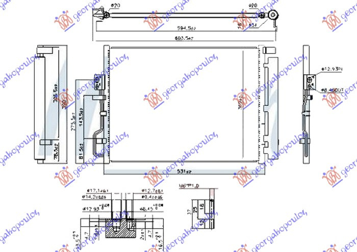 Hladnjak klime 1.6 GDI turbo benzin - 1.7-2.0 CRDi dizel (495x385x16) (MARELLI)