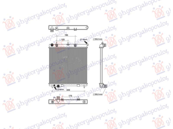 Hladnjak motora 1.4 benzin automatik (380x390) (NRF)